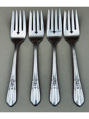 4 COUNTESS II Salad Forks Simeon L & George H Rogers Silverplate Oneida